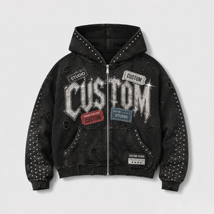 Proveedor Mayorista de Sudaderas con Cremallera y Pedrería, Fabricación de Sudaderas con Cremallera y Gráficos en Relieve de Primera Calidad - Product Image 5