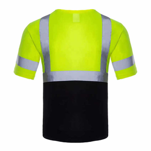 Camiseta de Seguridad de Alta Visibilidad Verde Lima con Franjas Reflectantes y Base Negra para Uso Diurno y Nocturno - Product Image 5