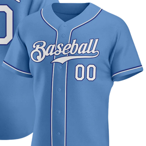 Camiseta de Béisbol Azul Claro y Blanca para Hombre, Uniforme de Equipo con Botones, Transpirable, Ligera, para Torneos Deportivos - Product Image 2