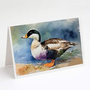 Whimsical A7 Tamaño 5x7 Pato Eider común Tarjetas de notas en blanco Paquete de 8 con sobres para saludos - Product Image 1