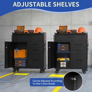 34.3" Mobile <b>Tool</b> Storage Cabinet with Lockable Drawers <b>Rolling</b> Steel Chest for Garage Workshop - Product Image 4