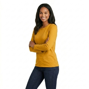 Premium Women Long Sleeve T Shirt Solid Cotton Fabric Comfortable Regular Fit Casual Everyday Fashion Wear <b>Top</b> - Product Image 4