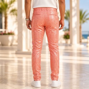 Pantalones Cargo de Cuero con Estampado de Serpiente para Hombre, Pantalones Estilo Pitón Exótico, Pantalones de Cuero Genuino con Diseño de Piel de Serpiente para Motociclistas - Product Image 5