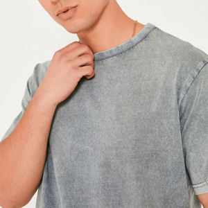 Ensemble 2 pièces homme en coton délavé à l'acide, t-shirt et short décontractés, effet usé et délavé au soleil, idéal pour l'extérieur, prix abordable - Product Image 3