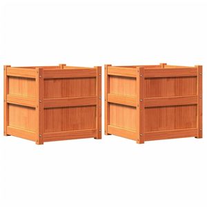 Ensemble de 2 jardinières en bois de pin massif brun ciré, pots à fleurs et jardinières - Product Image 2