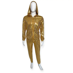 Golden <b>Sequin</b> Hooded Tracksuit Set For Children Men Women Streetwear Full Length Pants And Jacket Spring Casual Wear - Product Image 3