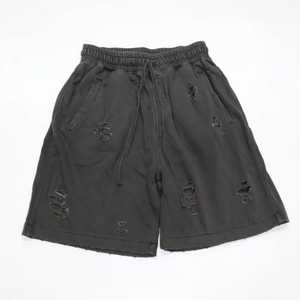 Pantalones Cortos Personalizados para Hombre con Lavado Ácido, Diseño Vintage, Algodón Pesado, Estampado Puff, Estilos Desgastados con Pedrería, Pantalones Cortos de Forro Polar - Product Image 1