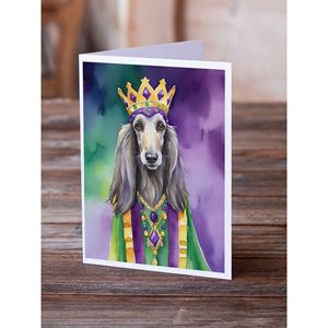 Whimsical A7 Size <b>5x7</b> Blank Note Cards Pack of 8 Afghan Hound King of Mardi Gras Greeting Cards with <b>Envelopes</b> - Product Image 2