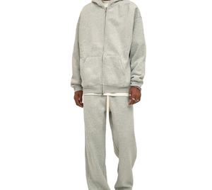 Ensemble de sweats à capuche amples tendance pour homme, style streetwear hivernal, hip-hop américain, décontracté, 100% coton molletonné, séchage rapide, couleur unie - Product Image 1