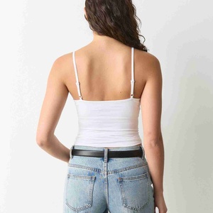 Camisola sin mangas sexy personalizada para mujer, ajustada, transpirable, 100% algodón, top exterior para primavera/verano, camisetas sin mangas para mujer - Product Image 2