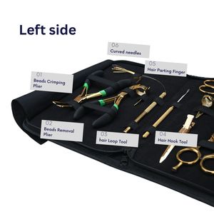 Kit d'outils professionnel pour extensions capillaires : Pince à micro-perles, Aiguille à coudre pour tissage, Mini ciseaux de barbier, Étui en similicuir - Product Image 3