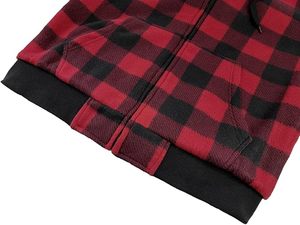 Sweat-shirt à capuche zippé à carreaux pour homme, coupe classique, décontracté, pour l'hiver, 100 % coton flanelle respirant, avec poches - Product Image 6