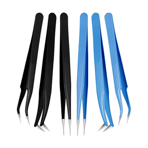 GETUP BROSONS IMPEX Pince à épiler en acier inoxydable à pointe fine et lisse 10 mm, prise en main précise, noir et bleu, outils de maquillage pour - Product Image 2