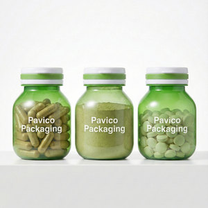 Bouteille en plastique PET ronde de 120 ml en vert opaque avec bouchon à ouverture facile pour comprimés pharmaceutiques et compléments alimentaires - Product Image 6