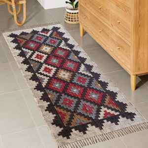 <b>Washable</b> Decorative Carpet Hand Woven Jute-Woolen Kilim <b>Rugs</b> for Living Room Bedroom & Study - Product Image 1