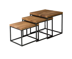 Table basse d'appoint unique Base en fer métallique enduit de poudre noire avec dessus en bois Table d'appoint café pour la maison et le bureau décoratifs - Product Image 6