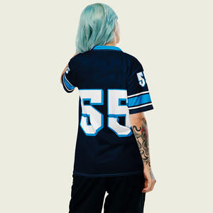 Maillot de football américain pour femmes, bleu marine, en maille, col en V, respirant, en polyester, maillot de football, t-shirts, numéro personnalisé, OEM, vente en gros, USA - Product Image 3