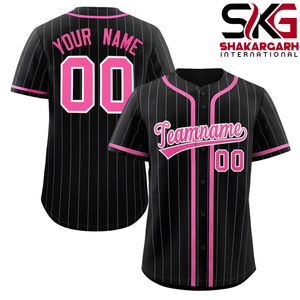 Camiseta de béisbol con rayas rosas, camiseta personalizada de softbol con botones, nombre del equipo, número del jugador, ropa deportiva - Product Image 6