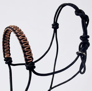 Longe d'entraînement réglable en corde tressée PP nylon or rose et noir pour selle western HMGLOBAL HMG-HR-0130, utilisation pleine taille Cob - Product Image 1