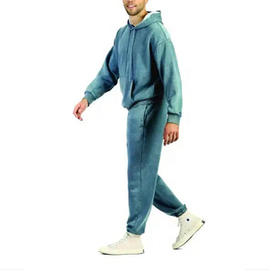 Ensemble de survêtement léger délavé à l'acide pour homme, style streetwear, avec sweat à capuche et pantalon de jogging, conception OEM personnalisée, marque privée, fabricant d'usine - Product Image 2