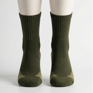 Crew <b>Socks</b> Olive Green Knitted Breathable Hiking Sports <b>Socks</b> for Adults Spring Season Standard Thickness - Product Image 1