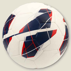 Ballon de football avec motif bleu, rouge et blanc, impression sérigraphique durable, style populaire, ballon de sport - Product Image 4