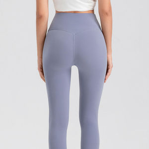 Leggings de yoga taille haute, longueur complète, couleur unie, pantalon extensible sans couture pour femmes, vêtements de sport en spandex et polyester - Product Image 5