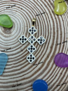 Rhodium Plated VVS Moissanite Clover <b>Cross</b> Pendant 925 Sterling <b>Silver</b> Black Color Stone Hip Hop Iced Out Charm <b>Necklace</b> for <b>Men</b> - Product Image 4