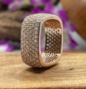 Anillo de Moissanita Ancha con Incrustaciones de Seis Hileras, Estilo Hip Hop, Chapado en Rodio, Plata de Ley 925, Unisex, para Regalo - Product Image 5