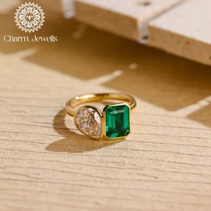 Bague de fiançailles pour femme Charm Jewells plaquée or 18 carats avec moissanite taille coussin, sertie à griffes, pierre précieuse classique certifiée IGI - Product Image 1