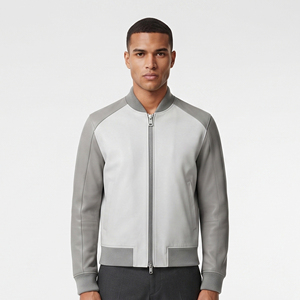 Custom Logo Men <b>Leather</b> Bomber Jacket Men's Zip Up <b>Leather</b> Bomber Jacket Mens Long Sleeve <b>Leather</b> Bomber Jacket - Product Image 6