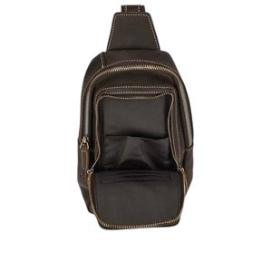 Nueva Bolsa Bandolera de Cuero Genuino Personalizable, Bolsa de Pecho para Hombre, Mochila Cruzada de Cuero, Bolsa de Hombro Casual para Viaje, Venta al Por Mayor B2B - Product Image 5