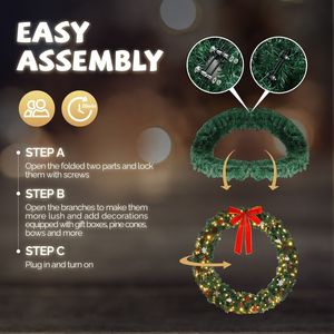 48in PVC Bow Decoration Garland with 150 <b>Lights</b> & 450 <b>Branches</b> Green Garden Ornament for Christmas Garlands & Wreaths - Product Image 6