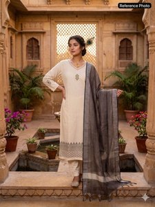 Magnifique ensemble salwar kameez blanc au design attrayant, en soie véritable lourde avec broderies, vêtements indiens et pakistanais. - Product Image 1