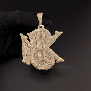 Collar con Colgante Personalizado Estilo Rapper con Nombre y Logotipo, con Moissanita VVS, Plata de Ley 925, Certificado IGI, Estilo Hip Hop Bling - Product Image 4