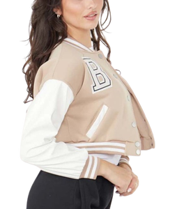 Top Trending Custom Logo Embroidery Letter Women's Varsity <b>Jacket</b> <b>Long</b> <b>Leather</b> Sleeves Breathable Wool Winter Wholesale <b>Jacket</b> - Product Image 3