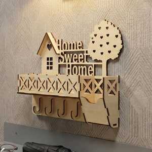 ที่แขวนกุญแจไม้ติดผนังลาย 'Home Sweet Home' สำหรับตกแต่งทางเข้าบ้าน - Product Image 4