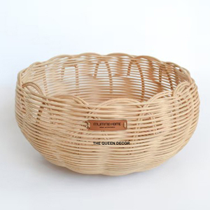 Creative Rattan <b>Basket</b> Hand Crafted Sets Of 2 <b>Storage</b> Home Organization Made Of Rattan Geometric Shape - Product Image 2