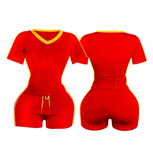 250 GSM high stretch ribbed polyester spandex seamless booty short set <b>flame</b> red orange black heat sublimation logo T <b>shirt</b> and - Product Image 6