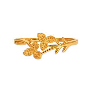 Elegant Dual Flower Leaf Open Band Gold Plated <b>Adjustable</b> <b>Ring</b> for Women Nature Inspired Floral Branch Fashion Jewelry - Product Image 3