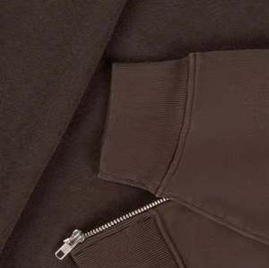 Men's <b>Brown</b> Hooded Zip-Up Sweatshirt Regular Fit Cotton French Terry Casual Autumn Wear - Product Image 6