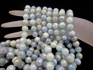 Perles de pierres précieuses aquamarine mystique naturelle, facettées, rondes, de haute qualité, idéales pour la fabrication de bijoux - Product Image 3