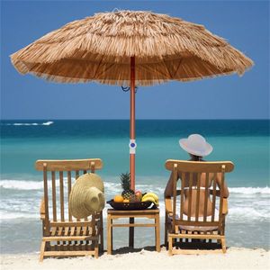 Ombrellone da Patio in Paglia Naturale da 6 Piedi con Pulsante di Inclinazione, Design Tropicale per Esterni, Elegante e Funzionale con Base - Product Image 2
