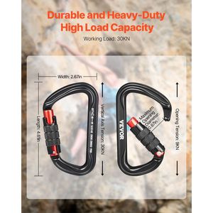 Moschettone da Arrampicata a D con Chiusura Automatica, Professionale, Resistente, 30 KN/6744 Libbre, Set da 3 Pezzi - Product Image 2