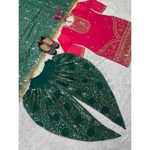 Ensemble élégant de designer en polyester Salwar Kameez pour soirée, avec haut, dhoti et dupatta - Product Image 2