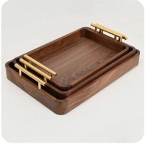 Plateau de service en bois artisanal écologique pour la cuisine, la table à manger, le thé, le café, le petit-déjeuner - Plateaux décoratifs Inde - Product Image 1