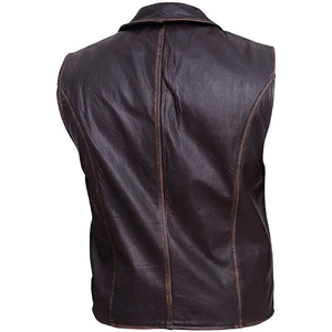 Gilet de moto en cuir personnalisé de haute qualité, style vintage cruiser, multi-poches, fermeture éclair sur le devant, ajustable latéralement, robuste, OEM ODM - Product Image 5