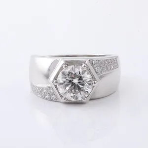 Luxury Moissanite <b>Mens</b> <b>Ring</b> 925 Sterling Silver Iced Out Hip Hop Engagement <b>Ring</b> Cushion Cut Diamond Look - Product Image 4