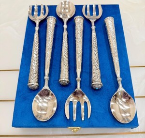 Juego de Cuchara y Tenedor de Plata Alemana, Plateado en Platino, Cubertería Vintage, Regalos para la Mesa - Product Image 1