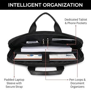 Maletín de Cuero PU para Hombre EXIM, Bolso de Negocios Suave con Cierre de Cremallera Clásico, Diseño Duradero, Color Negro - Product Image 2